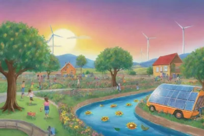 Un paisaje vibrante y sostenible con naturaleza