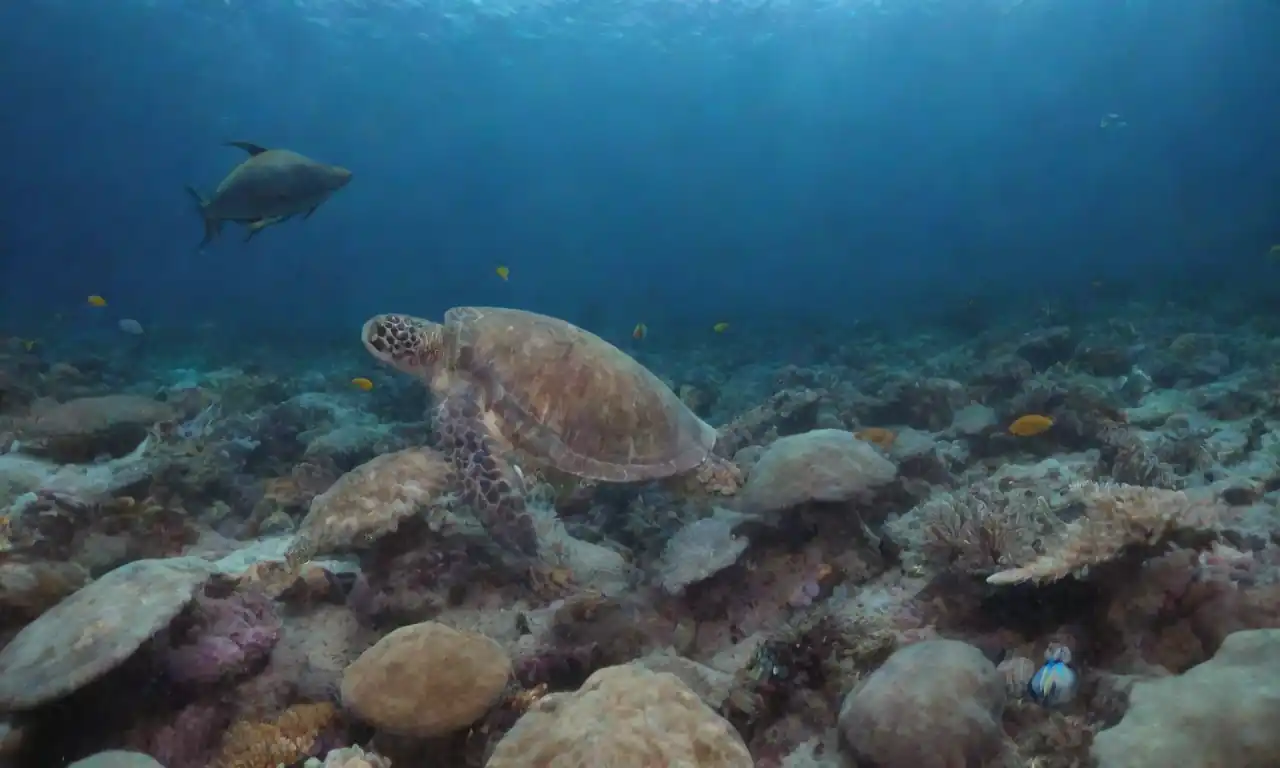 Diversos animales marinos alimentando su hábitat natural oceánico.
