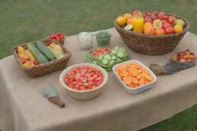 Un ambiente acogedor y colorido con frescos productos orgánicos y utensilios ecológicos