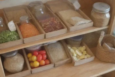 Una cocina acogedora llena de frascos coloridos