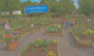 Un paisaje verde vibrante con una comunidad activa y comprometida con la sostenibilidad