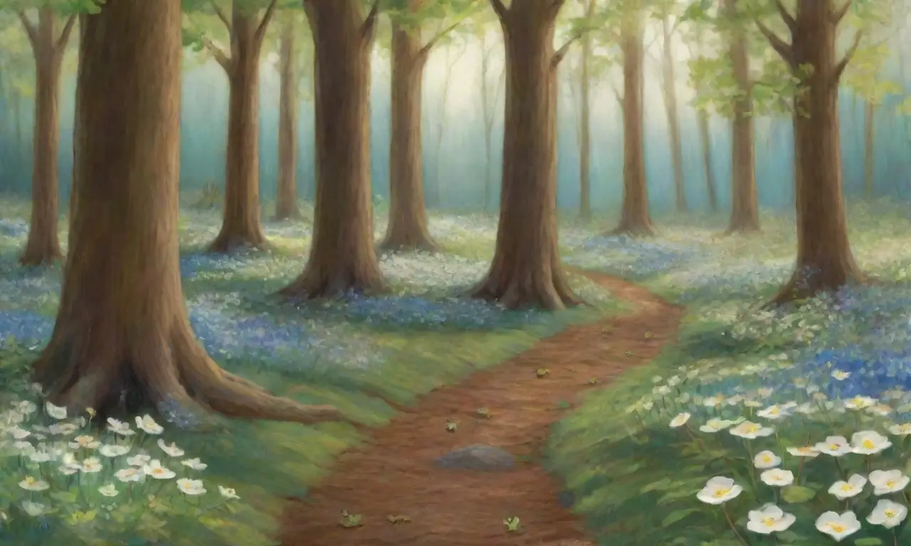 Un bosque sereno lleno de vida y colores vibrantes