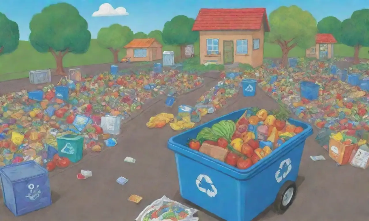 Un collage colorido que promueve el reciclaje y la sostenibilidad