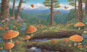 Un bosque vibrante lleno de vida y colores