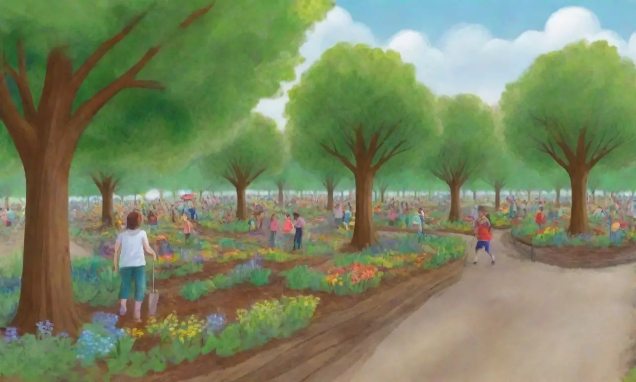 Un vibrante ecosistema comunitario lleno de árboles