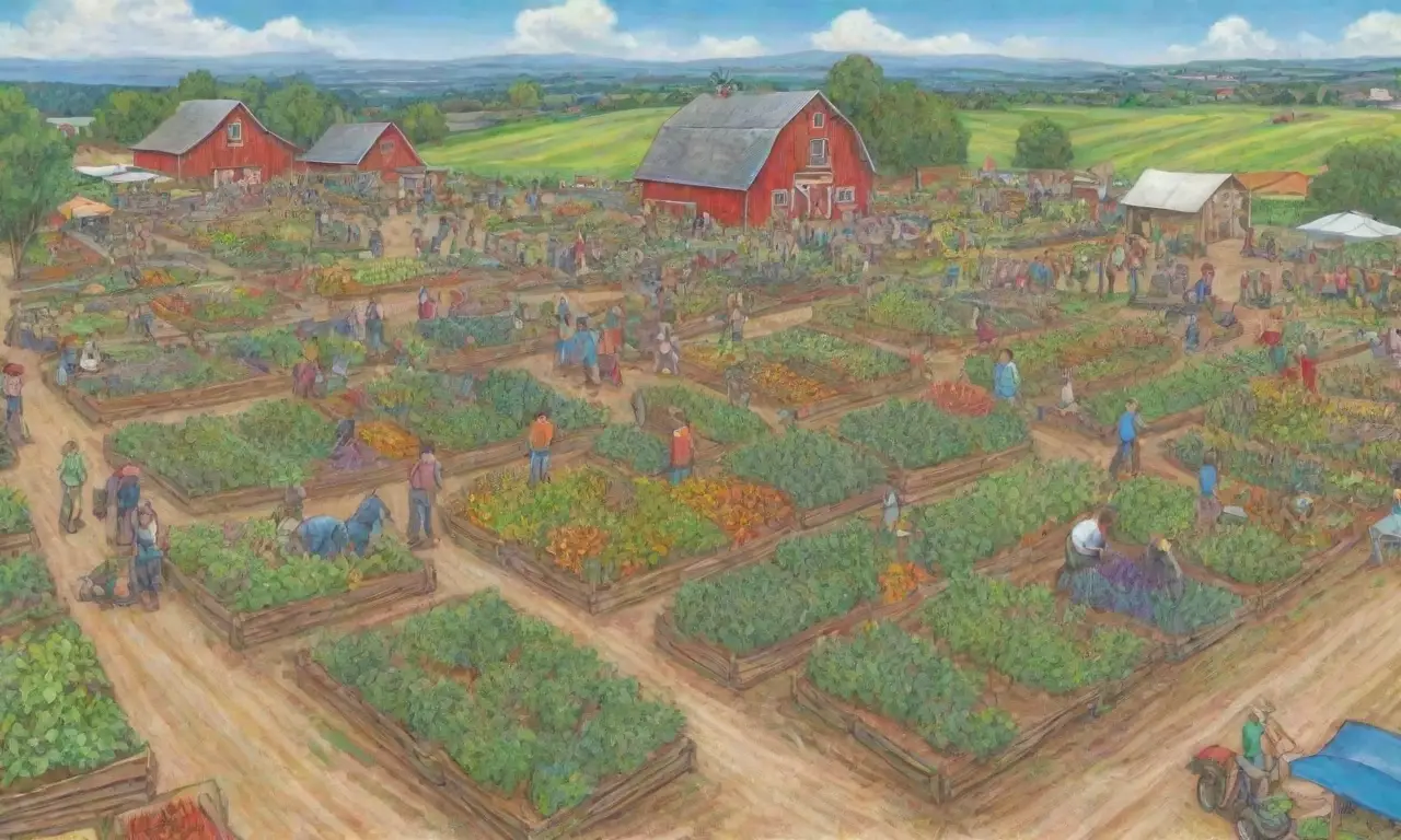 Un vibrante mercado agrícola muestra la conexión entre la comunidad y la naturaleza