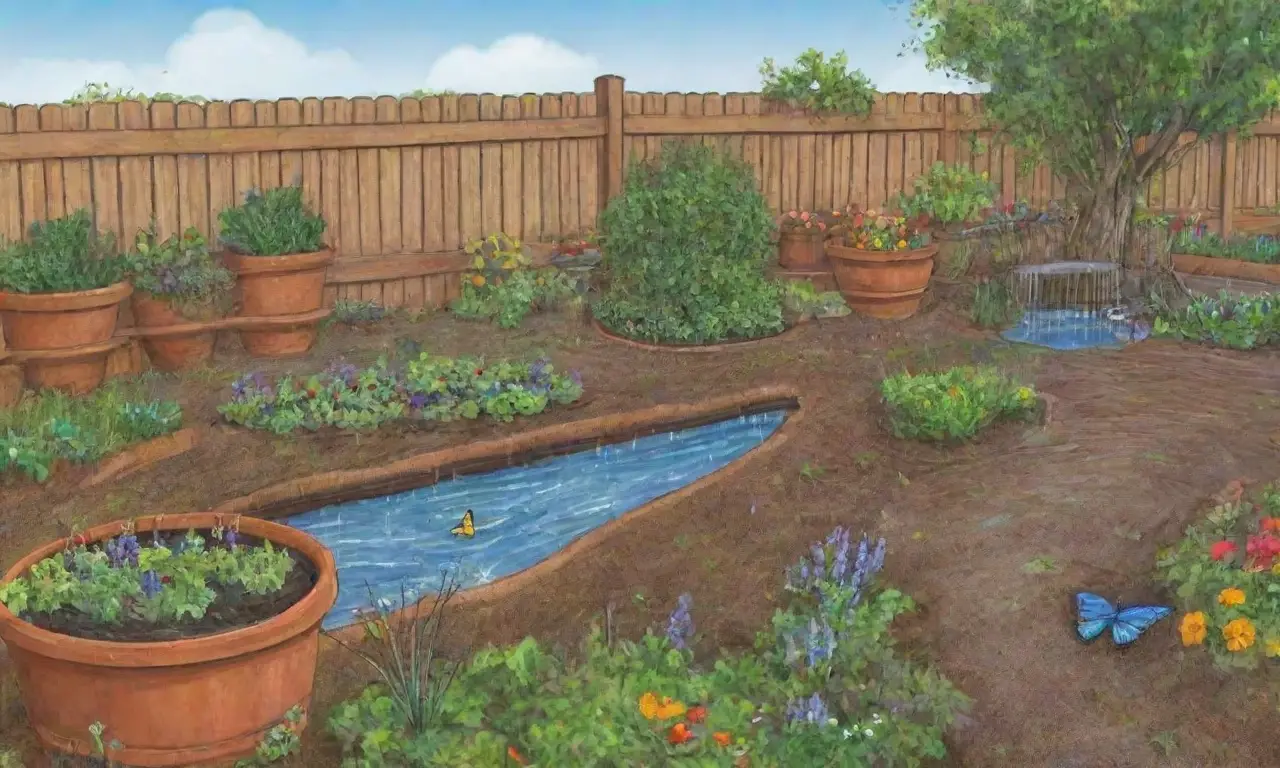 Un jardín vibrante y sostenible lleno de vida y color