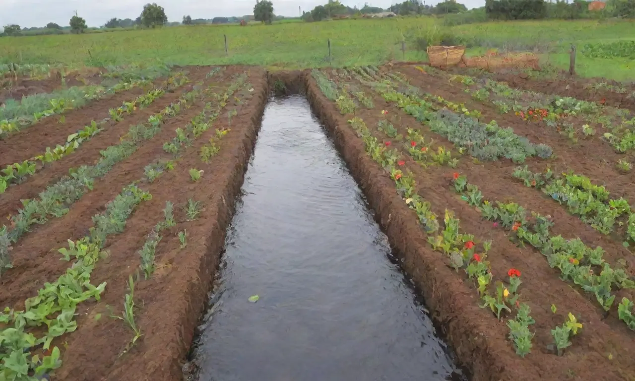 Un paisaje agrícola vibrante y sostenible, lleno de vida y armonía