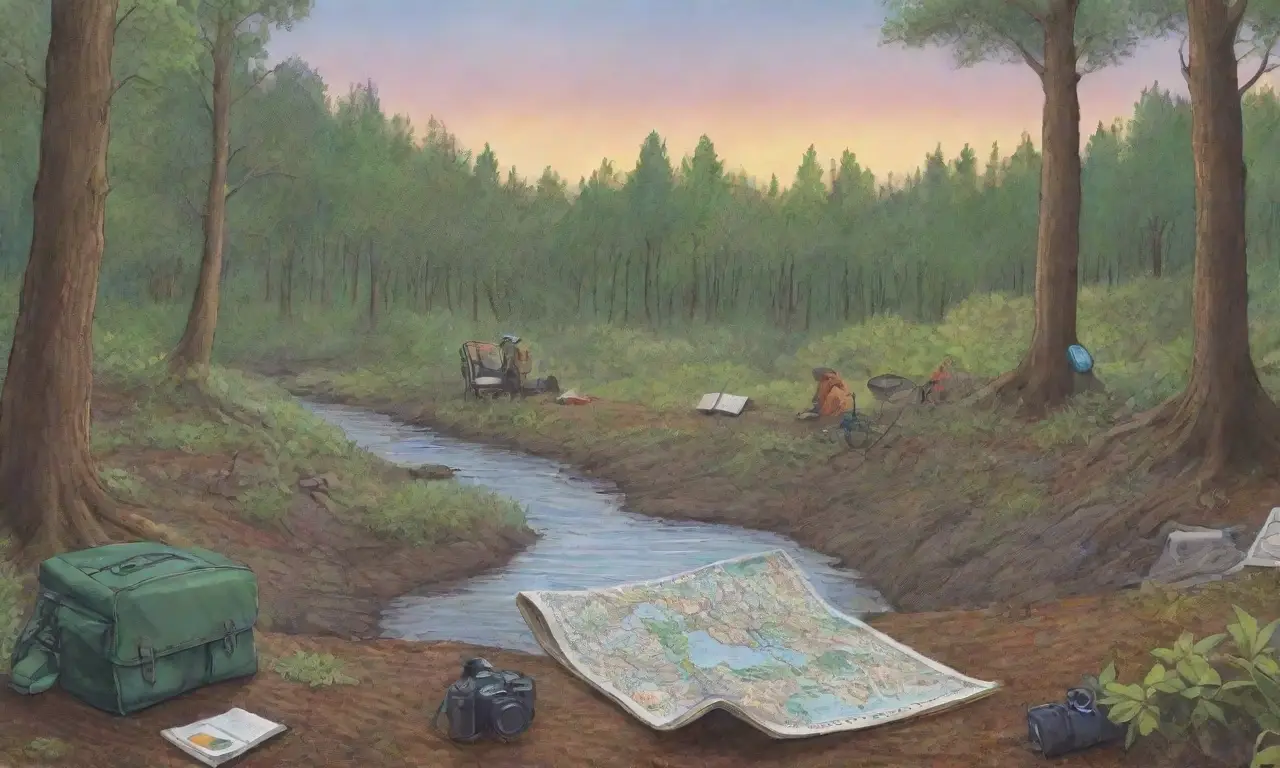 Una escena forestal vibrante con investigadores