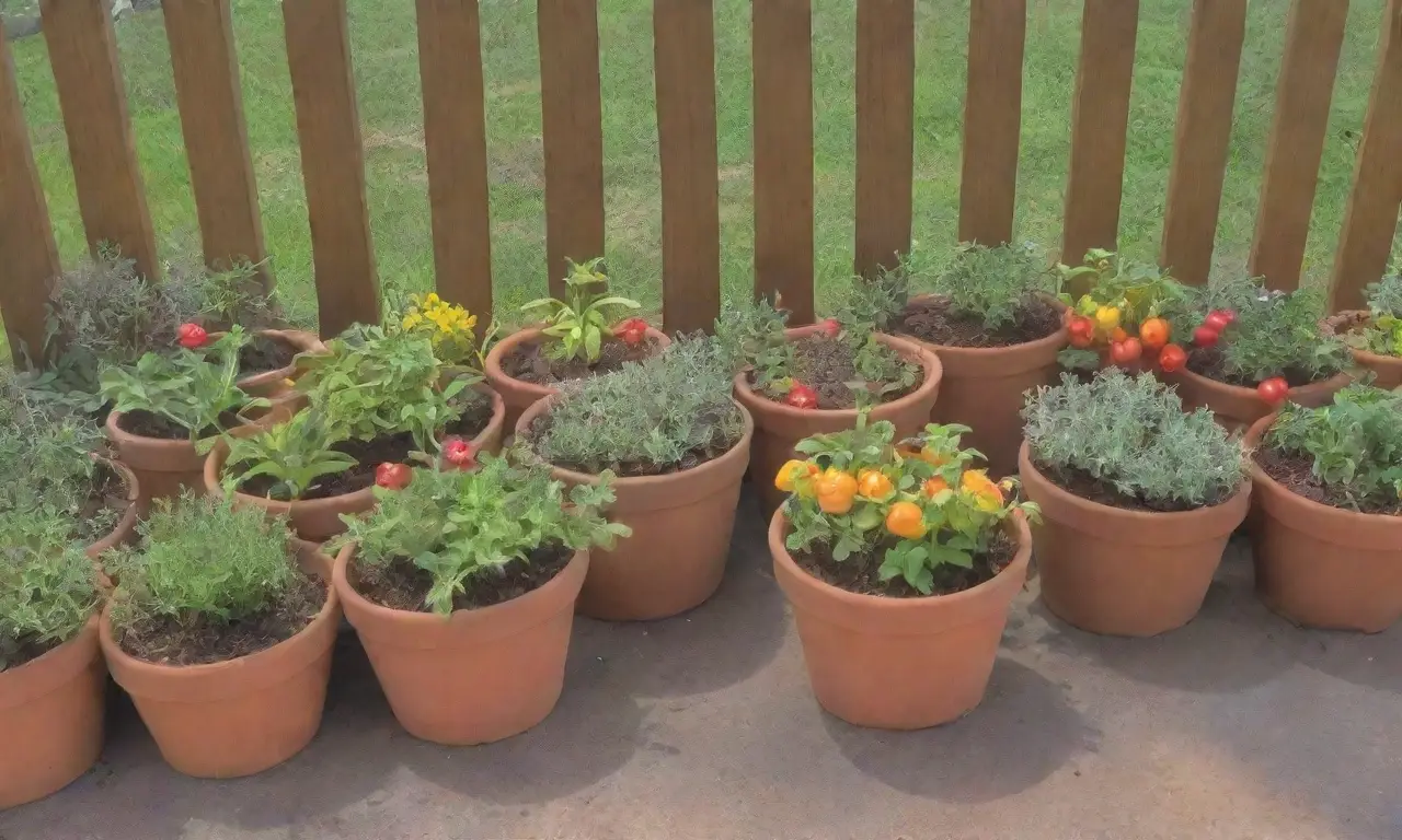 Un jardín urbano vibrante y alegre lleno de plantas