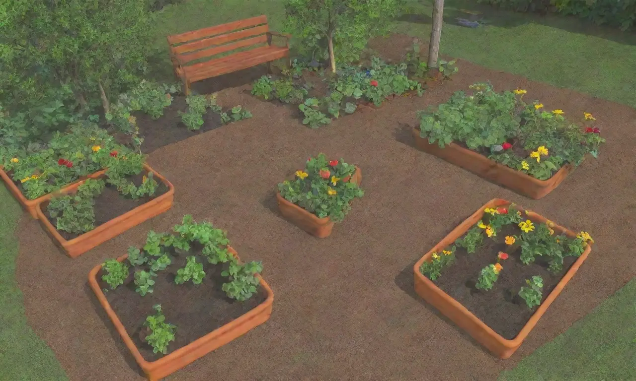 Un jardín vibrante y armonioso lleno de vida y color
