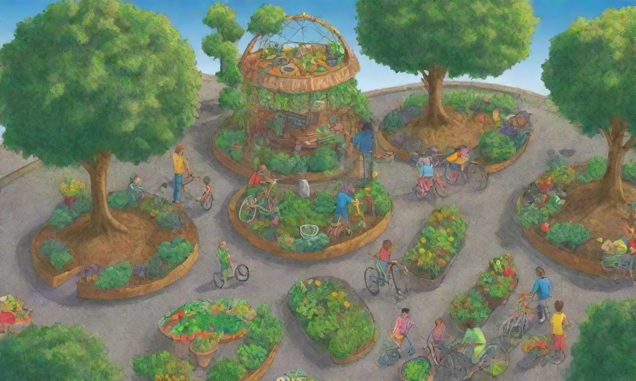 Un mosaico de sostenibilidad y colaboración en un entorno urbano vibrante