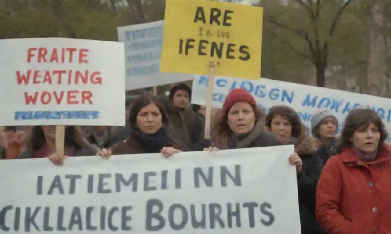Activists holding banners in a public demonstration for water rights.