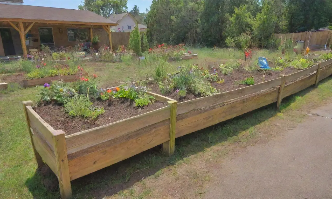 Un vibrante jardín comunitario lleno de vida y alegría