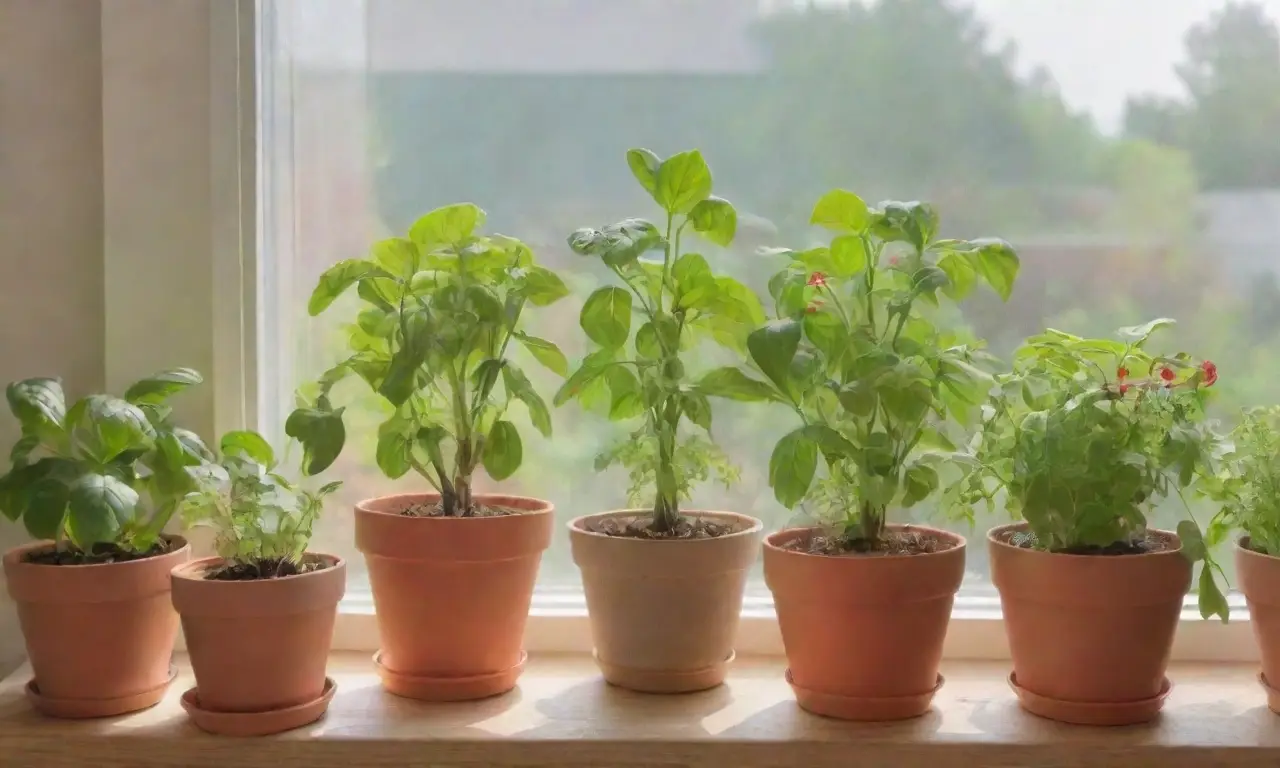 Un rincón acogedor de cocina con plantas vibrantes y herramientas de jardinería