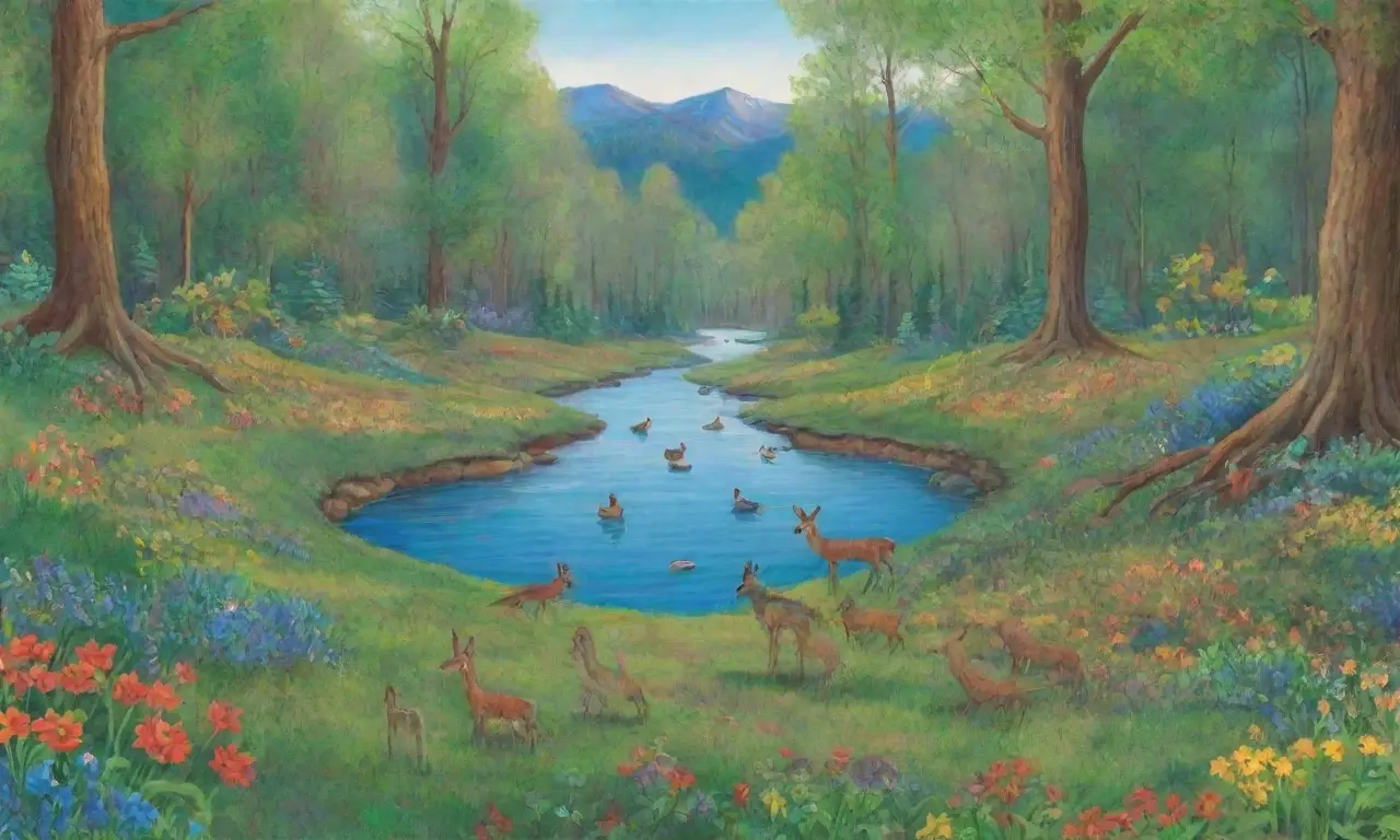 Un bosque vibrante y sereno, lleno de vida y armonía