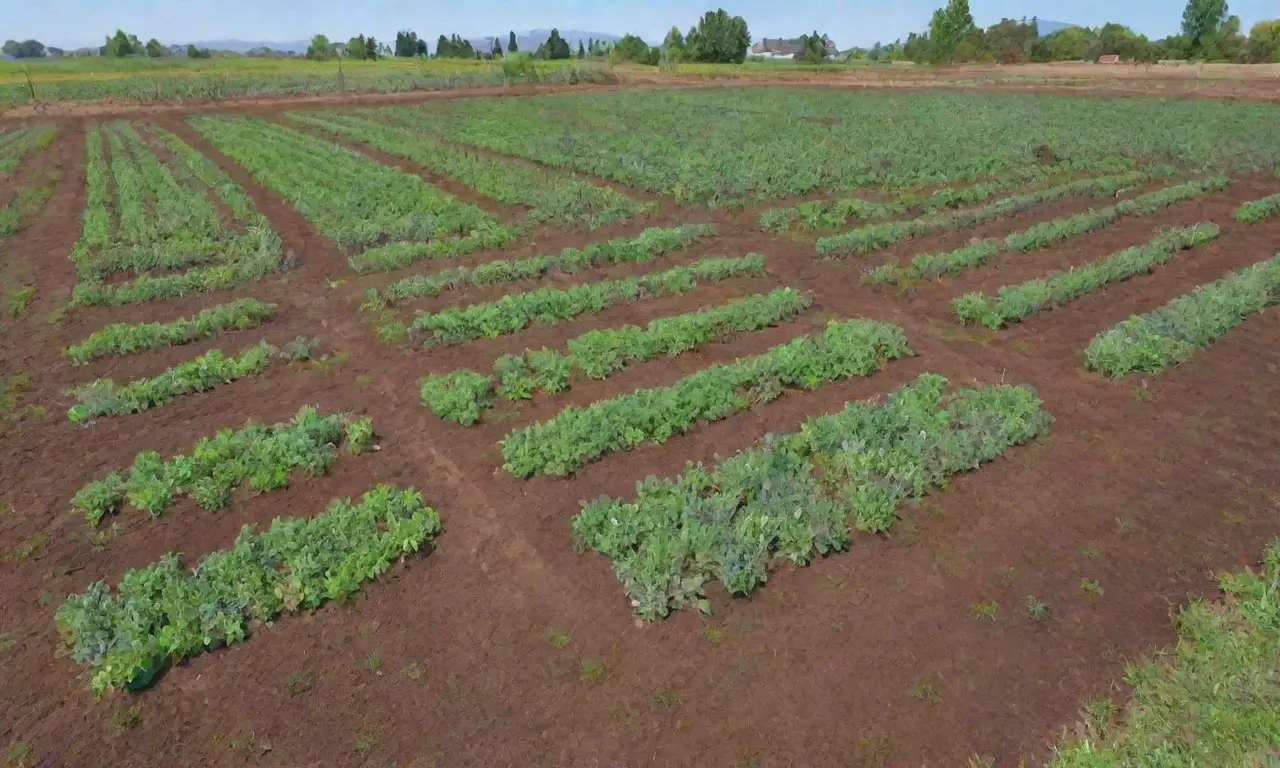 Campos verdes vibrantes con cultivos diversos y prácticas agrícolas sostenibles