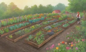 Un paisaje vibrante de agricultura sostenible lleno de vida y armonía