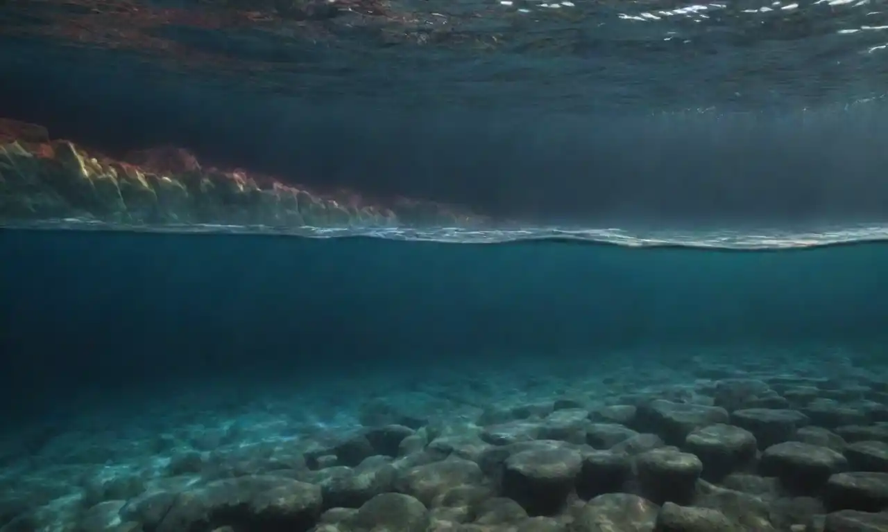 Diagrama que ilustra placas tectónicas submarinas y ondas sísmicas con imágenes oceánicas.
