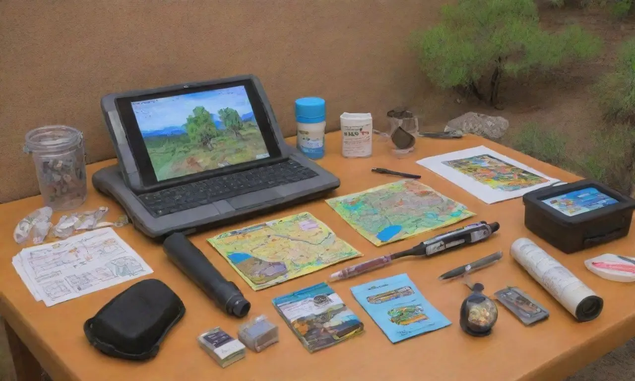 Un collage vibrante de herramientas y tecnología para la investigación de la vida silvestre
