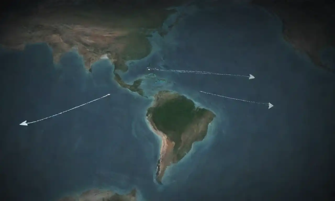 Ilustración de corrientes oceánicas con flechas