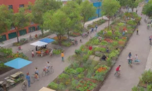 Una ciudad sostenible y vibrante que integra naturaleza y tecnología