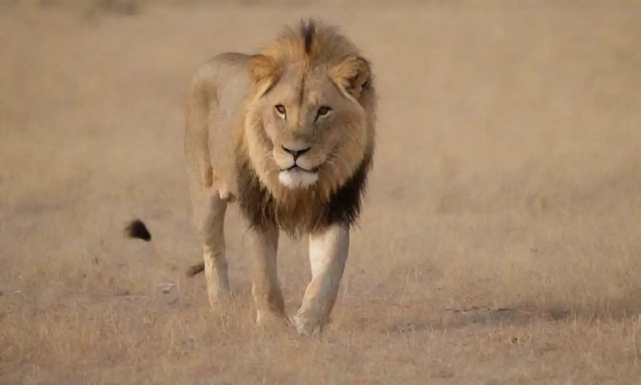 Un león acechando su presa en la sabana