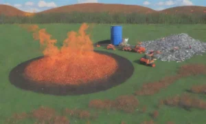 Un paisaje industrial sostenible con naturaleza
