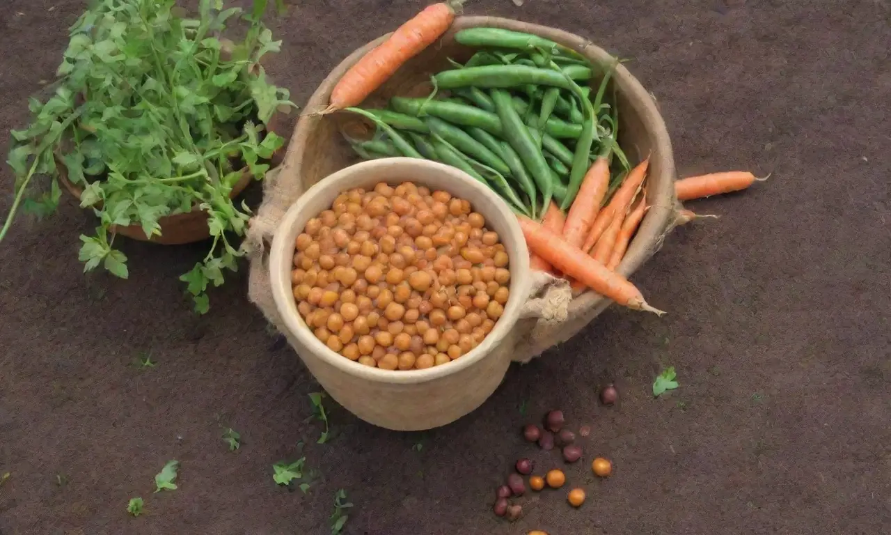 Una mezcla vibrante de legumbres y verduras en un entorno natural
