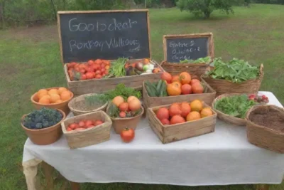 Un mercado agrícola vibrante y lleno de vida
