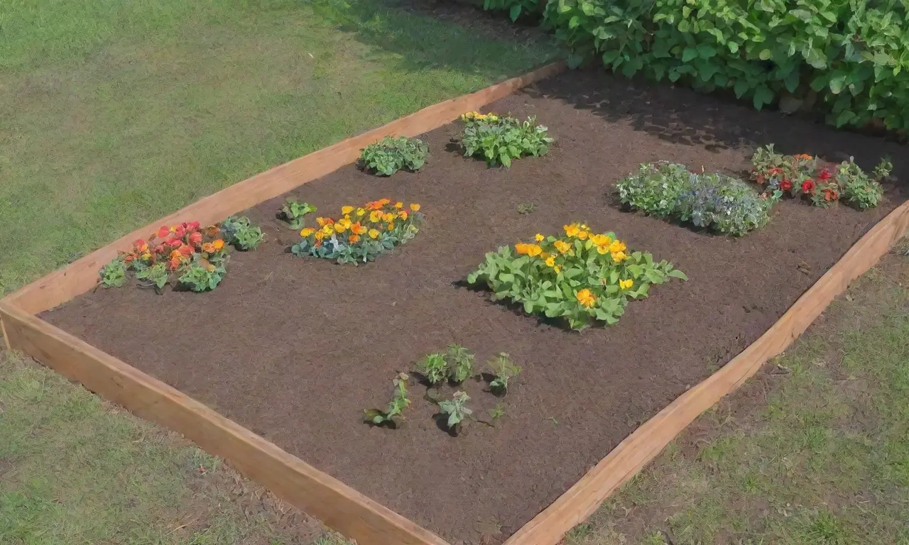 Un jardín vibrante y lleno de vida con niños felices