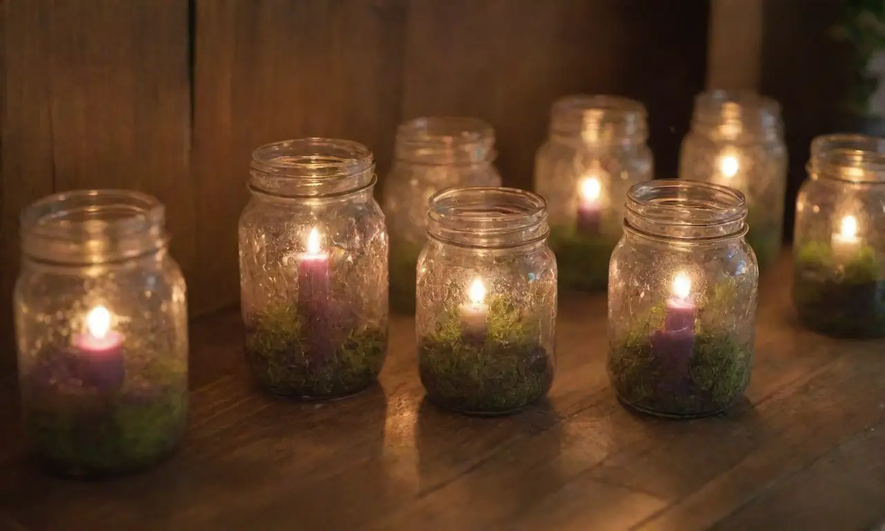Un ambiente mágico y acogedor se crea con frascos de vidrio iluminados