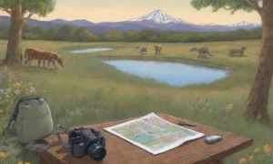 Un equipo de investigadores observa un paisaje sereno lleno de vida y naturaleza