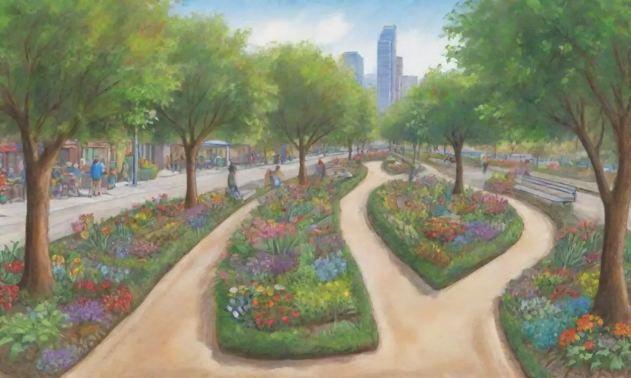 Un vibrante espacio urbano lleno de naturaleza, comunidad y sostenibilidad