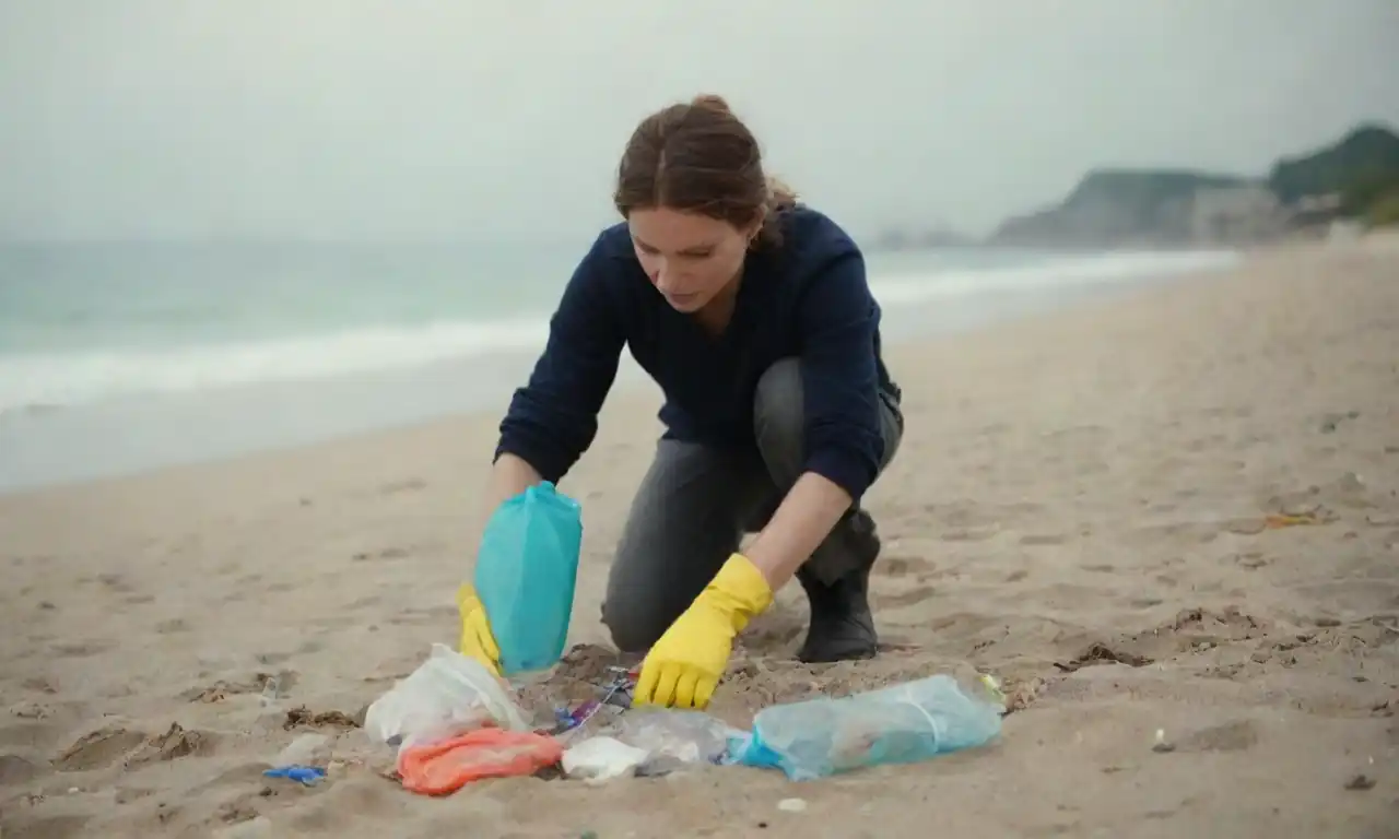 Los voluntarios limpian una playa