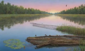 Un paisaje natural deteriorado con vida silvestre y contaminación