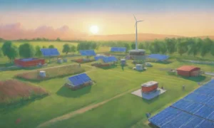 Un paisaje verde vibrante con energía renovable