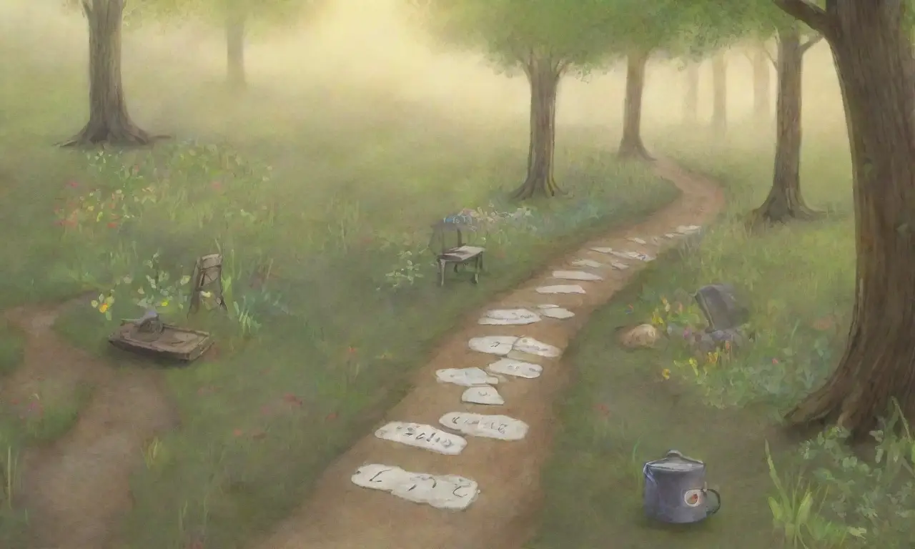 Un grupo de investigadores explora un bosque vibrante al atardecer, rodeados de naturaleza y herramientas de campo