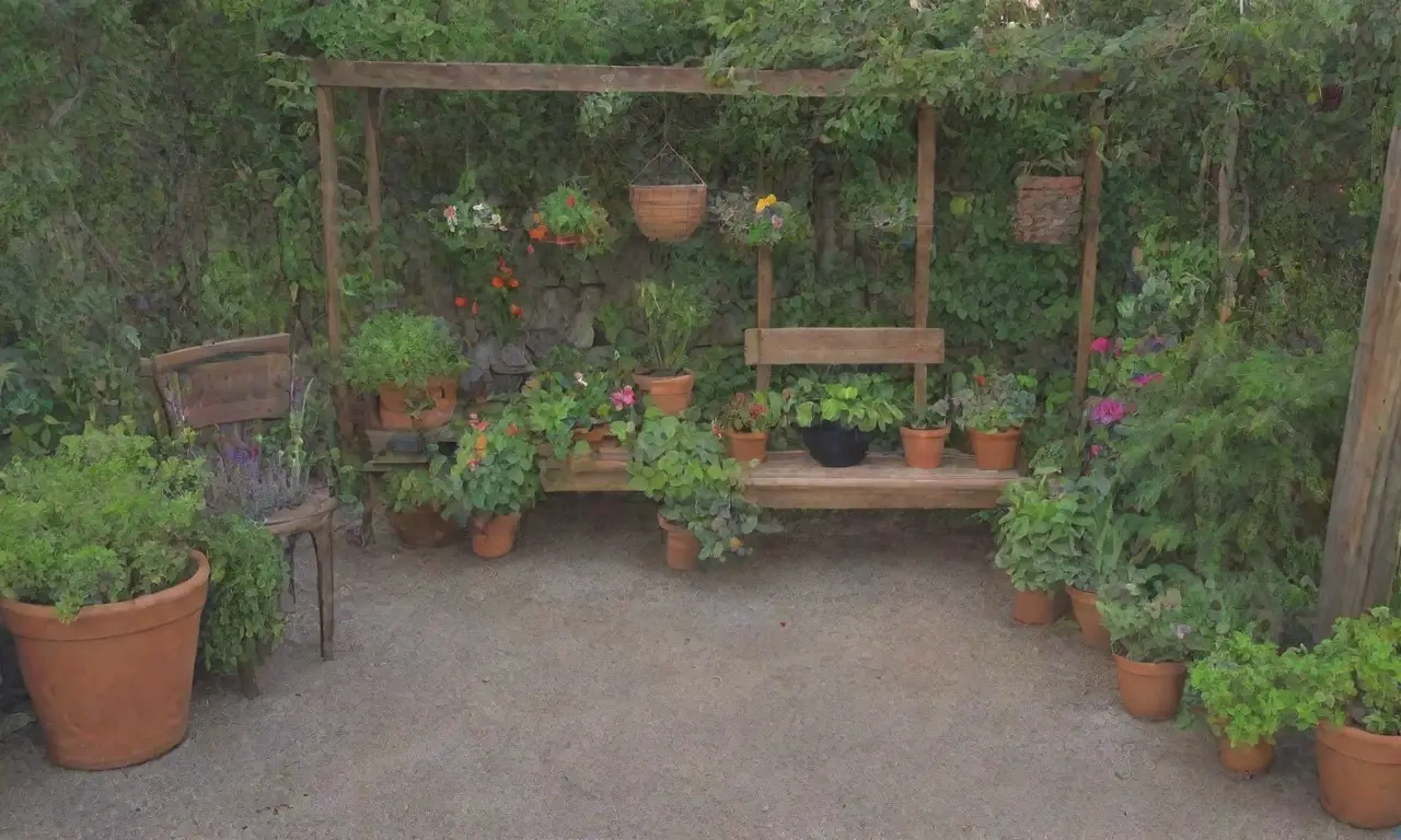Un jardín vibrante y acogedor lleno de plantas